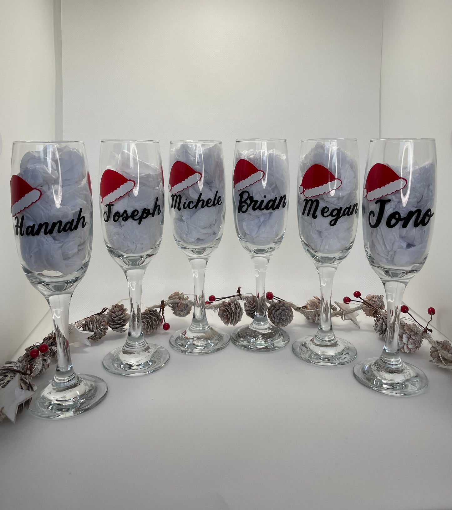 Personalised Christmas Champagne Flutes