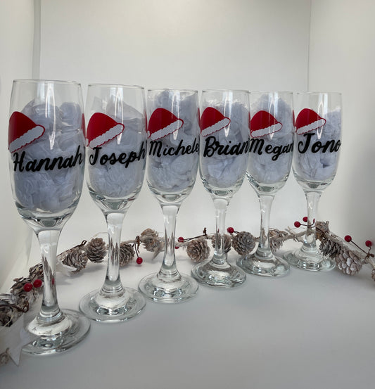 Personalised Christmas Champagne Flutes